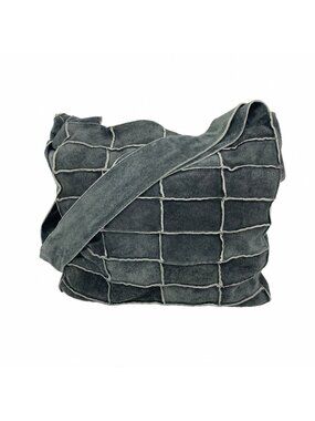 Chanel Shoulder Bag Choco Bar Suede Gray Silver